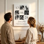 Personalised Black and White 6 Photos Canvas Print with Date Name and Text Wall Decor Ship from USA Anniversary Valentine's Day Gift for Couple