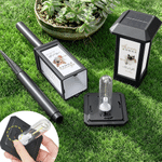 Gepersonaliseerde tuinlamp op zonne-energie met foto van een pootafdruk in aquarelstijl en naam – tuindecoratie, herdenkings- en troostcadeau voor dierenliefhebbers