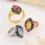 Personalised Birthstone Sterling Silver Graduation Class Ring with Text and School Name Graduation Ceremony Senior Night Gift for Graduates