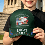 Personalised United States of America 250th Anniversary Baseball Cap with Name Daily Wear American Independence Day Gift for Family Patriot