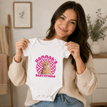 Personalized Best Friend Checkerboard Pattern Pet Photo 100% Cotton Baby Bodysuit with Name Baby Shower Birthday Gift for Daughter Son
