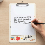 Personalized Teacher Theme Acrylic Clipboard with Name and Text School Supplies Teacher Appreciation Week Teacher's Day Gift for Teacher