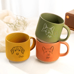 Personalised Minimalist Dog Line Art Photo 12 oz Ceramic Mug with Name Daily Use Birthday Gift for Pet Lover