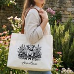 Personalized Sunflower Highland Cow Large Capacity Canvas Bag with Name Daily Use Birthday Gift for Woman