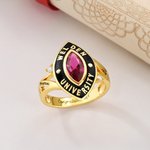 Personalised Birthstone Sterling Silver Graduation Class Ring with Text and School Name Graduation Ceremony Senior Night Gift for Graduates