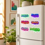 Imán para la nevera personalizado con nombre y diseño de graffiti multicolor: decoración para el hogar y la oficina; regalo ideal para fiestas y cumpleaños, para familiares y amigos