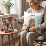 Personalized Pet Photo Floral Soft Throw Pillow Cover with Name and Date Home Decor Pet Memorial Sympathy Gift for Pet Owner Lover