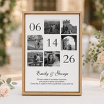 Personalised Black and White 6 Photos Canvas Print with Date Name and Text Wall Decor Ship from USA Anniversary Valentine's Day Gift for Couple