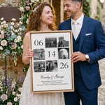 Personalised Black and White 6 Photos Canvas Print with Date Name and Text Wall Decor Ship from USA Anniversary Valentine's Day Gift for Couple