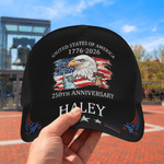 Personalised United States of America 250th Anniversary Baseball Cap with Name Daily Wear American Independence Day Gift for Family Patriot