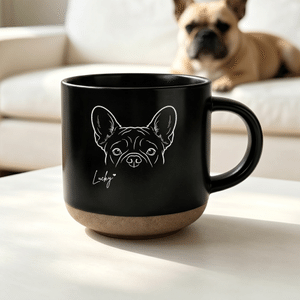Personalised Engraved Minimalist Dog Cat Line Art Photo 12 oz Ceramic Mug with Name Daily Use Birthday Gift for Pet Lover