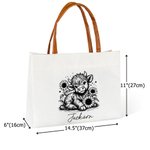 Personalized Sunflower Highland Cow Large Capacity Canvas Bag with Name Daily Use Birthday Gift for Woman