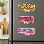 Imán para la nevera personalizado con nombre y diseño de graffiti multicolor: decoración para el hogar y la oficina; regalo ideal para fiestas y cumpleaños, para familiares y amigos