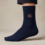 Personalised Embroidered Monogram 100% Cotton Soft Socks with Name Wedding Party Gift for Father Groomsman