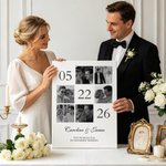 Personalised Black and White 6 Photos Canvas Print with Date Name and Text Wall Decor Ship from USA Anniversary Valentine's Day Gift for Couple