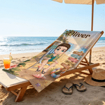 Personalized Cartoon Character Vacation Camping Quick Dry Oversized Beach Towel with Name Summer Vacation Birthday Gift for Family Friends
