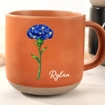 Personalised Star Style Birth Flower 12 oz Ceramic Coffee Mug with Handle and Name Daily Use Birthday Gift for Woman Best Friend Mum