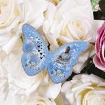 Personalized Photo Glitter Butterfly Flower Brooch Pin with Name and Time Memorial Sympathy Gift for Family Friends