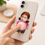 Personalized Cartoon Squishy Belly Character Face Photo Shockproof Bumper Stickers with Name Daily Use Party Decor Birthday Gift for Friends Family