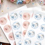 Spersonalizowana, samoprzylepna naklejka w różowo-niebieską panterkę z imieniem – prezent na przyjęcie z okazji baby shower i ujawnienia płci dziecka dla nowo narodzonego dziecka i świeżo upieczonych 
