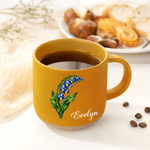 Personalised Star Style Birth Flower 12 oz Ceramic Coffee Mug with Handle and Name Daily Use Birthday Gift for Woman Best Friend Mum