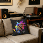 Personalized Ink Splatter Oil Painting Musical Instruments Soft Throw Pillow Cover with Name Music Studio Decor Birthday Gift for Musician Music Lover