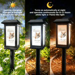 Gepersonaliseerde tuinlamp op zonne-energie met foto van een pootafdruk in aquarelstijl en naam – tuindecoratie, herdenkings- en troostcadeau voor dierenliefhebbers