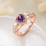 Personalised Heart Birthstone Sterling Silver Class Ring with Engraved Text Dainty Jewellery Graduation Gift for Graduates