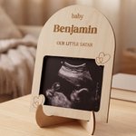 Personalised Wooden Ultrasound Picture Frame with Baby Name and Date Pregnancy Baby Announcement Gift for Grandadrents New Parents