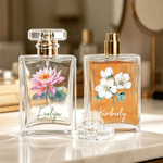 Personalized Birth Flower Refillable Perfume Bottle with Name Anniversary Wedding Gift for Woman Bride Bridesmaid