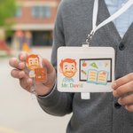 Personalised Cartoon Photo Pencil Notebook Teacher ID Card Badge Buddy with Name and Badge Reel Teacher's Day Back to School Gift for Teacher