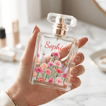 Personalised Birth Flower Refillable Perfume Bottle with Name Daily Use Birthday Gift for Women Girls