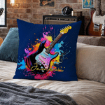 Personalized Ink Splatter Oil Painting Musical Instruments Soft Throw Pillow Cover with Name Music Studio Decor Birthday Gift for Musician Music Lover