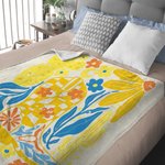 Personalised Retro Boho Watercolour Floral Cowboy Boot Soft Throw Blanket with Name Home Decor Birthday Holiday Gift for Friends Family