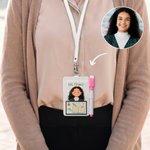 Personalised Cartoon Photo Pencil Notebook Teacher ID Card Badge Buddy with Name and Badge Reel Teacher's Day Back to School Gift for Teacher