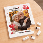 Personalised Photo ABS Stand Building Brick Puzzle with Name and Year Room Decor Birthday Gift for Couple