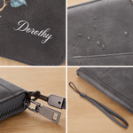 Porte-passeport et portefeuille de voyage personnalisés en cuir PU, style vintage, avec motif « fleur de naissance » et prénom : un cadeau d'anniversaire indispensable pour les passionnés de voyage