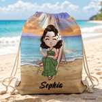 Personalized Vacation Theme Cartoon Character Beach Backpack with Name Beach Party Birthday Gift for Kids Adults