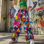 Personalisierte Pyjamahose im Graffiti-Stil mit Herzmotiv buntem Namen und Kordelzug Alltagskleidung Geburtstag Geschenk für Familie Kinder
