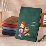 Cahier A5 personnalisé en cuir PU avec nom Cadeau d'anniversaire pour les rats de bibliothèque
