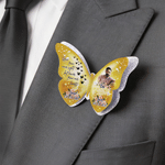 Personalized Photo Glitter Butterfly Flower Brooch Pin with Name and Time Memorial Sympathy Gift for Family Friends