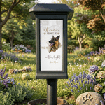 Gepersonaliseerde tuinlamp op zonne-energie met foto van een pootafdruk in aquarelstijl en naam – tuindecoratie, herdenkings- en troostcadeau voor dierenliefhebbers