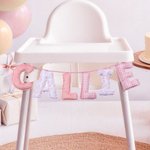 Personalized Floral Striped Letter Cozy Banner Decoration with Name Nursery Decor Baby Shower Baby Announcement Gift for Baby New Parent