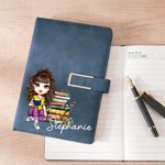 Cahier A5 personnalisé en cuir PU avec nom Cadeau d'anniversaire pour les rats de bibliothèque