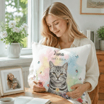 Personalized Pet Photo Floral Soft Throw Pillow Cover with Name and Date Home Decor Pet Memorial Sympathy Gift for Pet Owner Lover