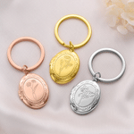 Personalised Birth Flower Photo Locket Keyring with Initial Daily Use Anniversary Birthday Gift for Women