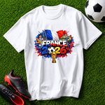 T-shirt en 100 % coton personnalisé avec nom numéro et motif - Thème coupe du monde - Cadeau de fête des pères pour les fans de football