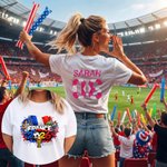 T-shirt en 100 % coton personnalisé avec nom numéro et motif - Thème coupe du monde - Cadeau de fête des pères pour les fans de football