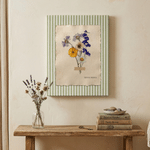 Personalized Dried Birth Flower Large Canvas Prints with Text Home Decor Ship from USA Anniversary Birthday Gift for Mom Grandma