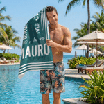 Personalized Sports Figure Silhouette Quick Dry Oversized Microfiber Beach Towel with Name Travel Essentials Beach Party  Gift for Sports Lovers